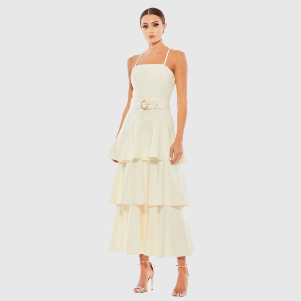 Mac Duggal Cream Midi Dress